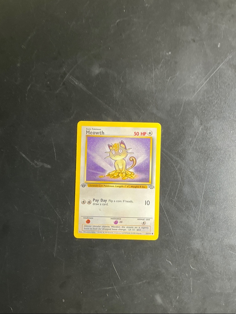 Pokémon Meowth Holographic Trading Card - Yellow Border